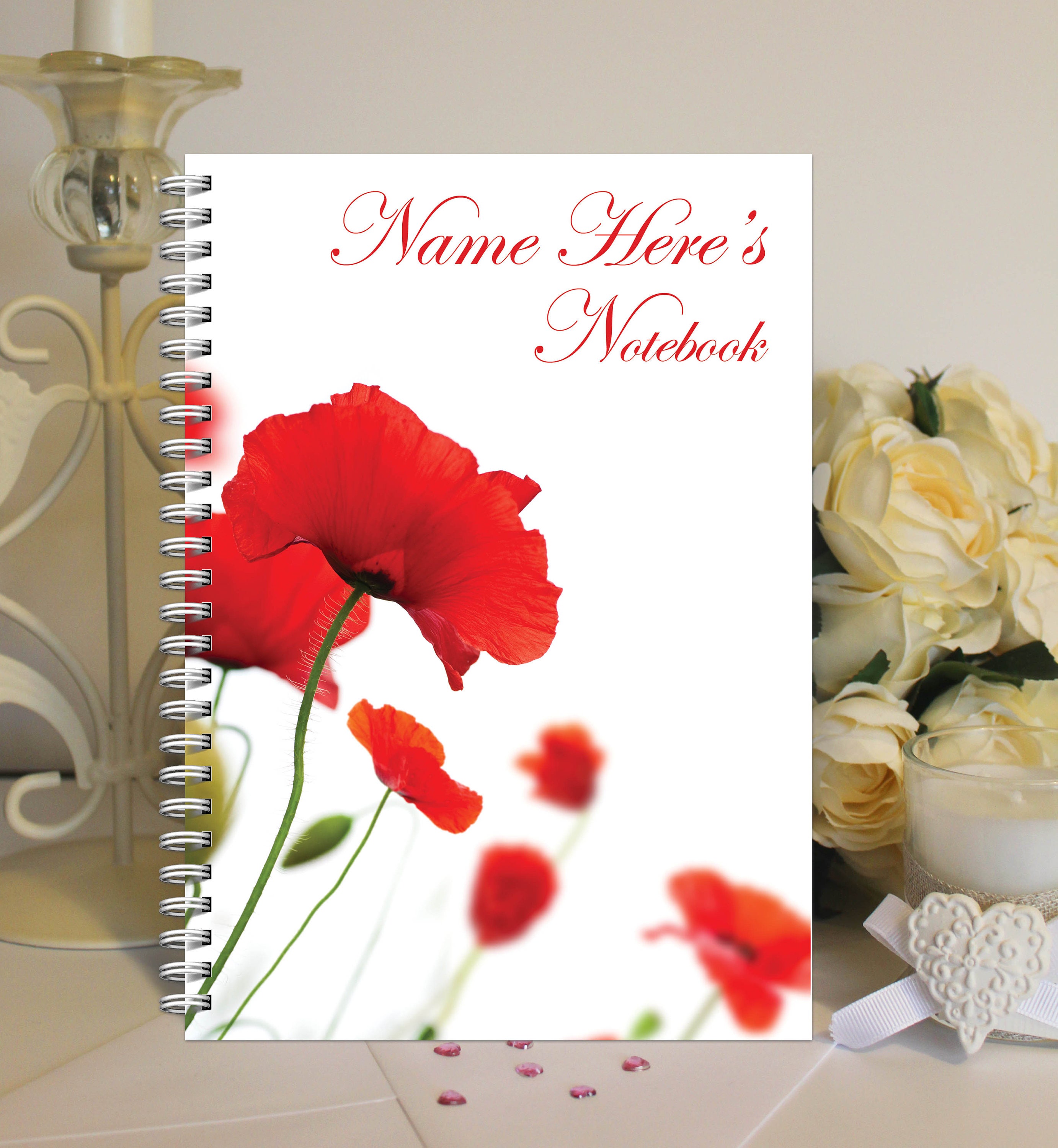 Personalised A5 Notebook Notepad Wirebound Softbacked Poppy Etsy