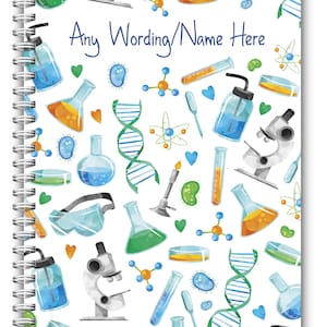 Personalised A5 Notebook Notepad Softbacked Wirebound Science Themed image 2