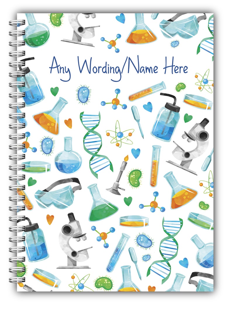Personalised A5 Notebook Notepad Softbacked Wirebound Science Themed image 2