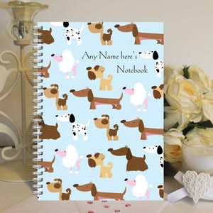 Personalised A5 Notebook Notepad Softbacked Wirebound Dog Themed