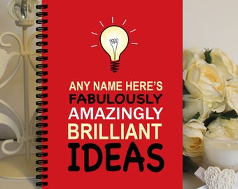 Personalised A5 Notebook Notepad Wirebound Softbacked Amazing, Brilliant Ideas Red Themed