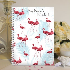 Personalised A5 Notebook Notepad Wirebound Softbacked Flamingo Themed