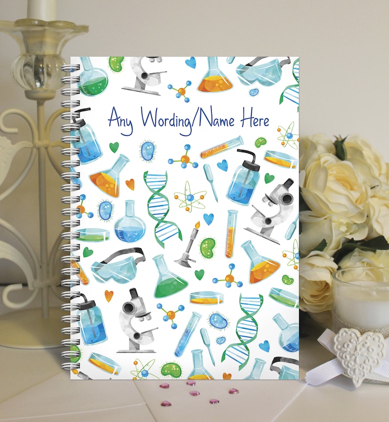 Personalised A5 Notebook Notepad Softbacked Wirebound Science Themed image 1