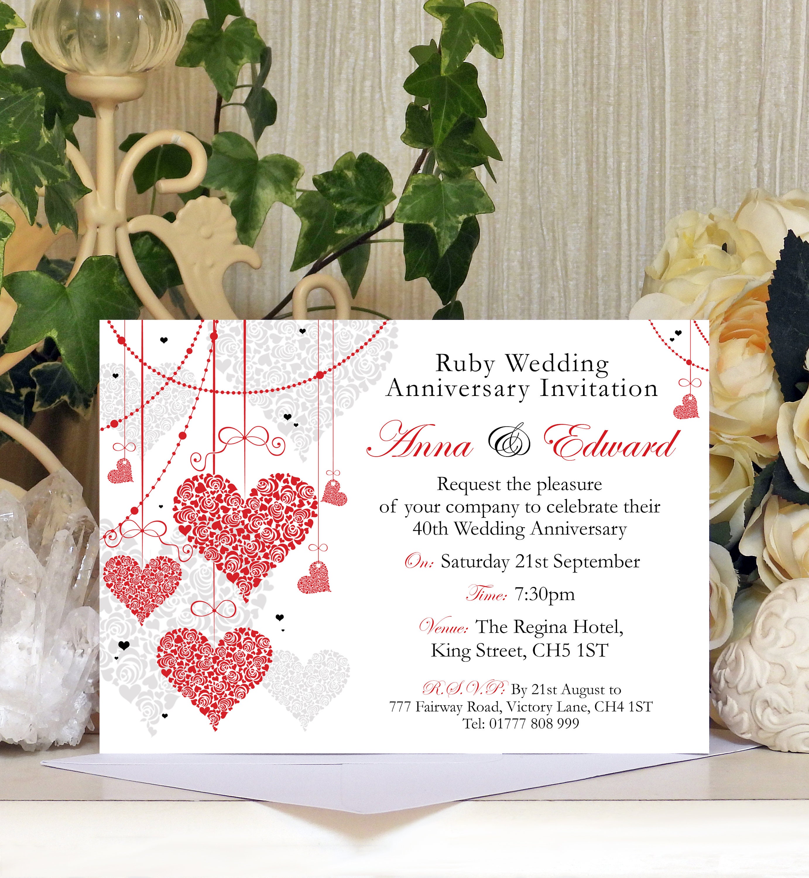 Personalised Ruby Wedding Anniversary Invitations Etsy UK