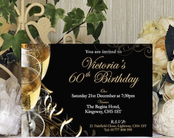 Personalised Birthday Invitations, 40th, 50th, 60th 70th, 80th, 90th, 100th