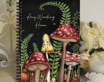 Mushroom Magical Woodland Fairy Themed Personalised A5 Softbacked Notebook