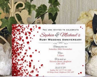 Personalised Ruby Wedding Anniversary Invitations