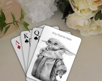 Personalised Playing Cards Star-Wars Grogu inspired theme