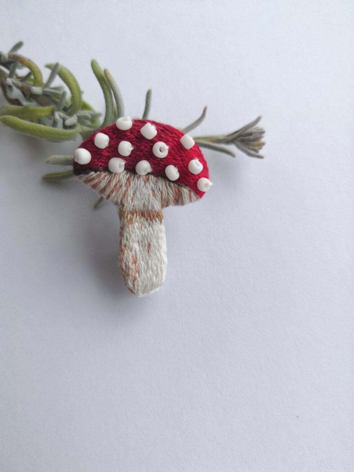 Amanita mushroom brooch hand embroidery Etsy