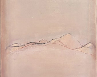 Rosa Landschaft, Original-Ölfarbe auf Leinwand von Marilina Marchica