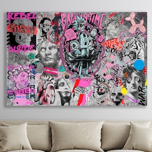 Cartoon Graffiti Canvas Street Art Urban & Contemporary Pop Art Print Original Collag Wall Decor Canvas Modern wall art Decor Home