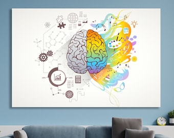 Floral Brain Canvas Print - Anatomical Art, Medical Decor