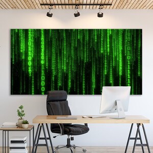 Matrix Style Wall Art Canvas Binary Code & Wall Decor Canvas Print Computer Science Art Room Decor Technology Software Programmers
