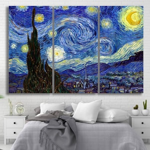 Canvas Home Decor Wall Art Canvas & The Starry Night (1889) Vincent Van Gogh Canvas print Decor home and office Starry Night Wall art print