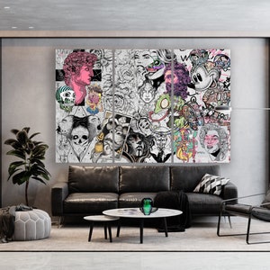 Cartoon Graffiti Urban Canvas Street Art Contemporary & Pop Art Print Urban Original Collag Wall Decor Canvas Modern wall art Decor Home