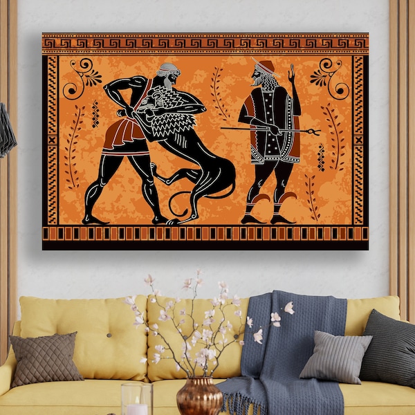 Ancient Greek Warrior Canvas Greek Antiquity & Wall Art Ancient Ages Canvas Decor Home Greek Mythology Greek Ancient