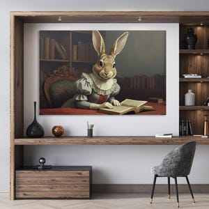 Victorian Rabbit Canvas Vintage Rabbit Style Wall Art Print Decor Rabbit  Framed Canvas Wall Art