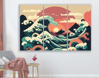Great Wave Kanagawa Japanese Canvas & Wall Art Print Katsushika Hokusai Print Abstract Modern Decor