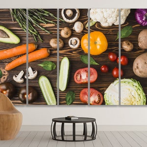 Healthy Food Canvas & Wall Art Healthy Eating Kitchen Food Veggies Decor Restaurant Cooking Print Framed Wall Art Kitchen Food