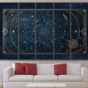 Astronomische Karte Leinwand Abstrakt Extra Große Leinwand Geschenk für Weltraumliebhaber Stras Print Weltraum Wandkunst Kosmisches Universum Surreale Galaxie Dekor