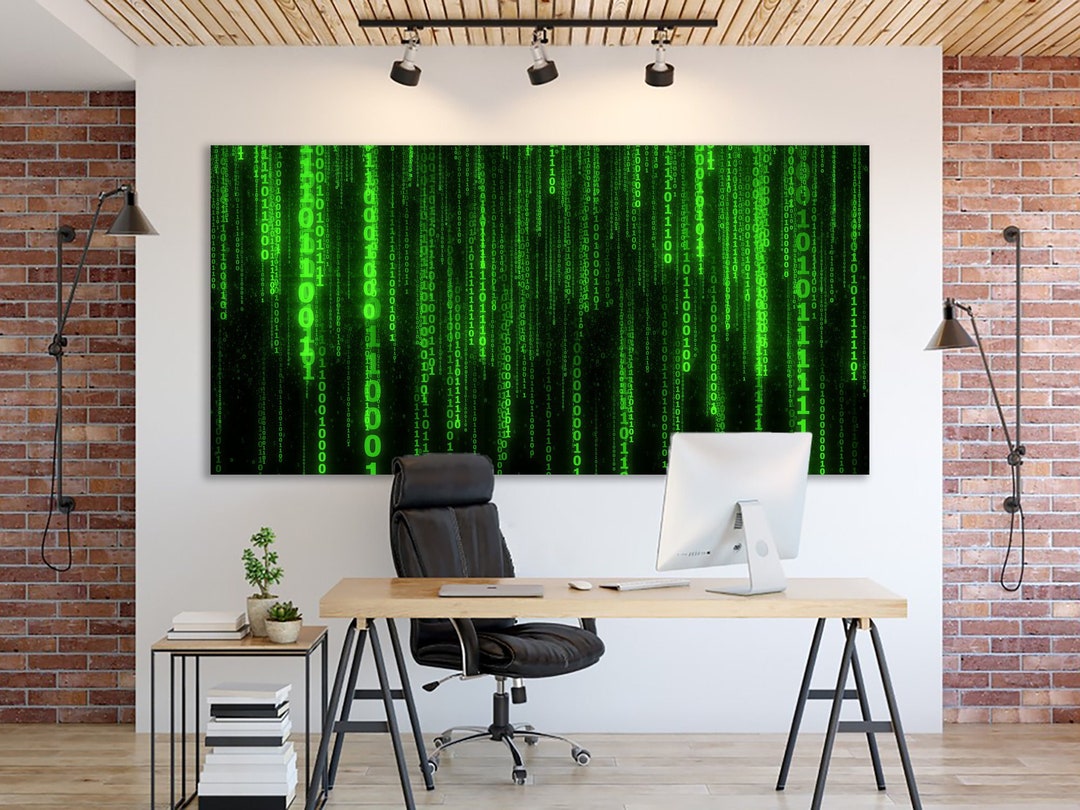 Matrix Style Wall Art Canvas Binary Code & Wall Decor Canvas Print ...