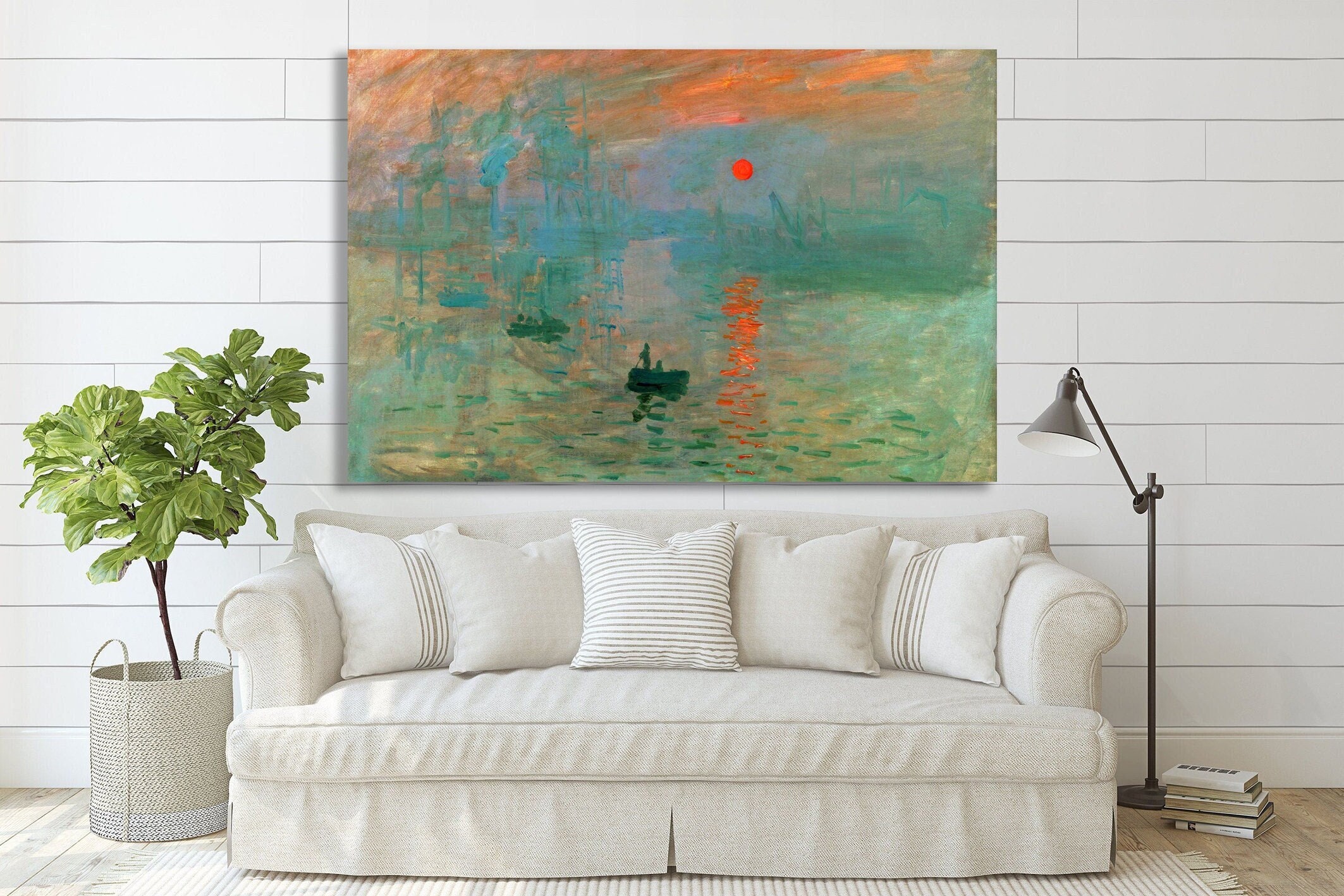 Claude Monet Impression au soleil levant & Framed Canvas Print Claude Monet Impression Sunrise (1872) Reproduction Canvas Wall Art