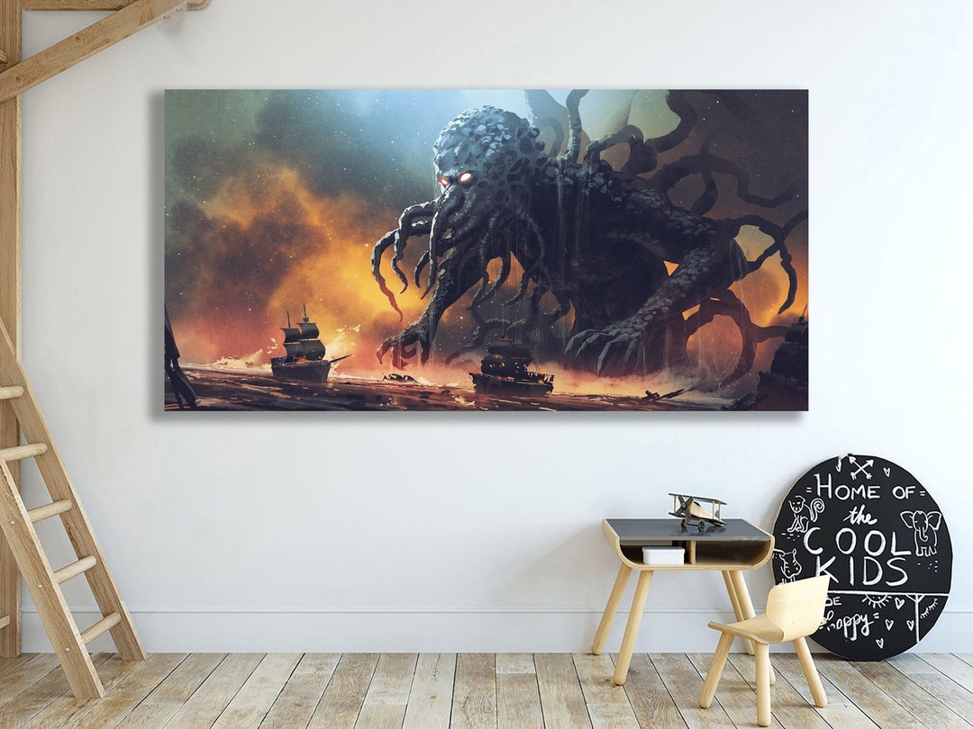 Cthulhu Lovecraft Canvas Games Room Decor & Wall Art Print Dark Fantasy