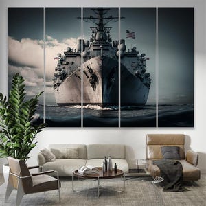 Ship Framed Canvas & US Naval Forces Wall Art Battleship USS Ship Art Print USS America Navy Ship  Canvas Decor Games Room