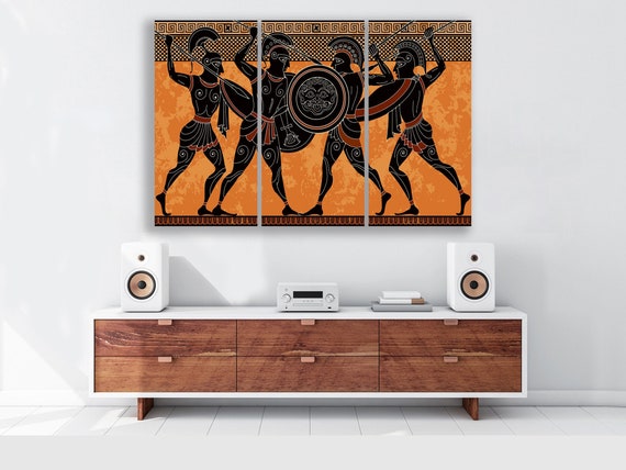 Spartans Warrior Canvas Greek Antiquity & Wall Art Ancient Ages Canvas Decor Home Greek Mythology Greek Ancient