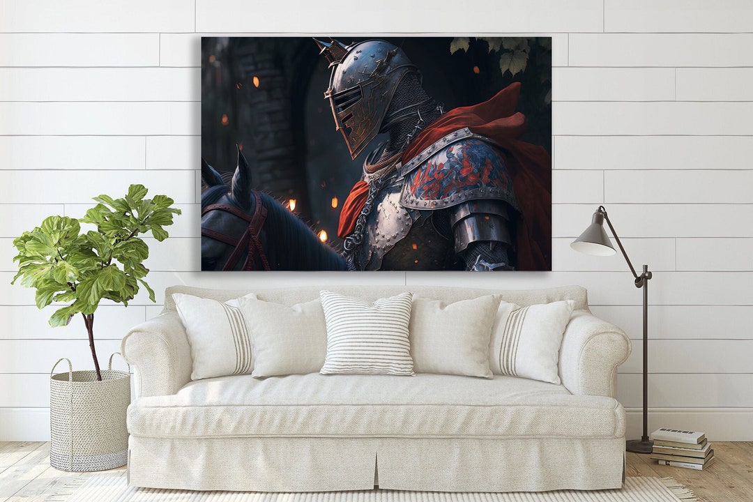Knight on Horseback Canvas Print, Medieval Fantasy Wall Art - Etsy