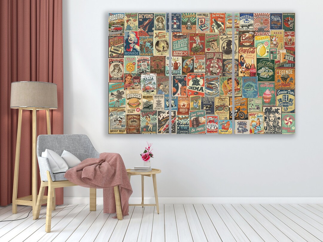 Vintage Collage Canvas Pop Art Wall Art & Decor Home Canvas - Etsy