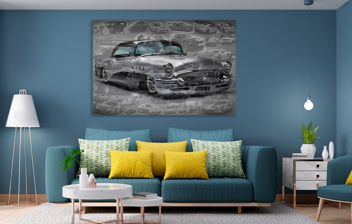 Canvas Retro car collage Wall art print Poster decor Extra | Etsy