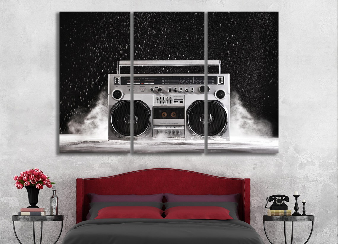 Canvas Wall Decor Boombox Canvas Wall Art Music Studio Decor Etsy UK