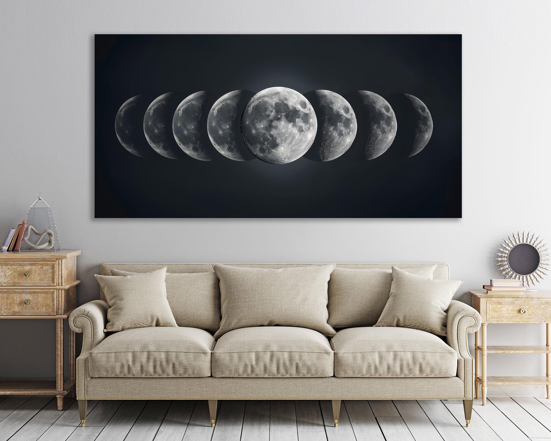Moon Phases Canvas Art – Black and White Lunar Cycle Print - Etsy