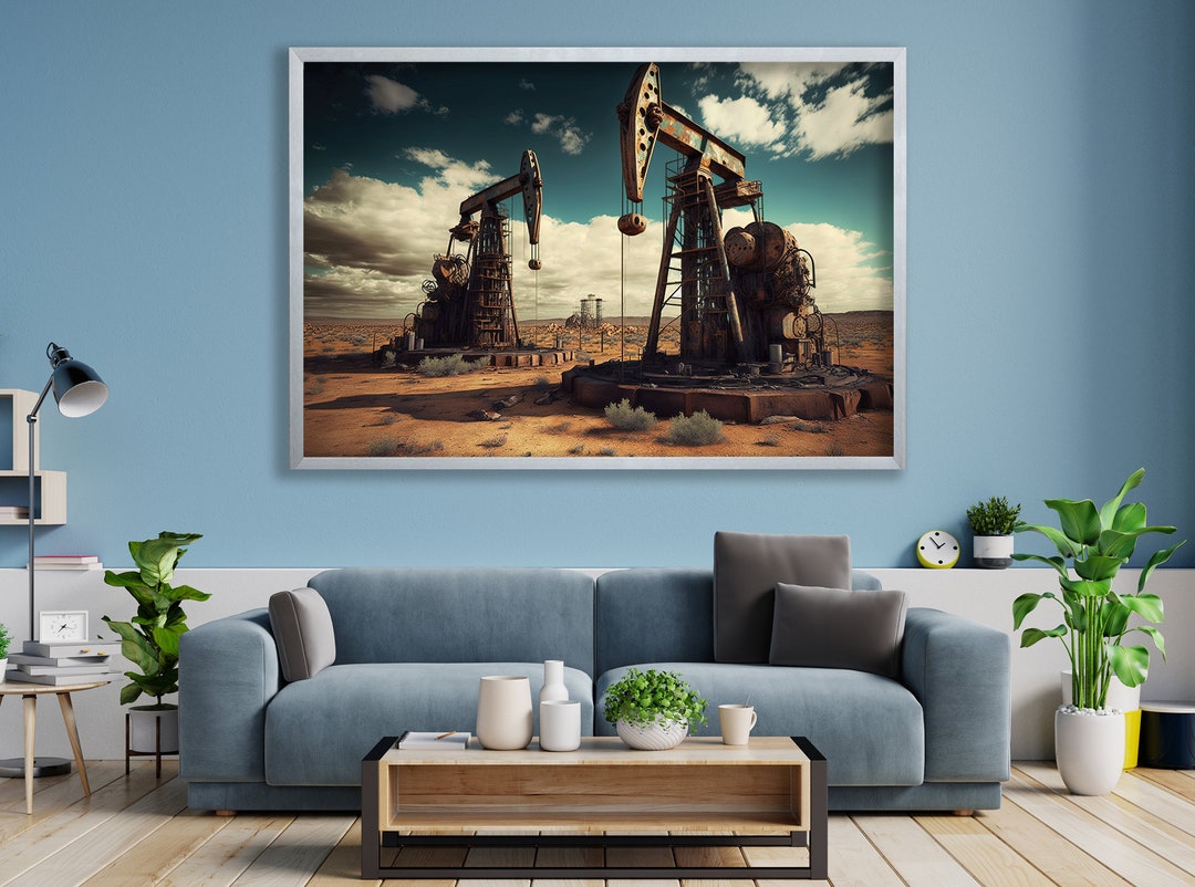 Oil Rig Canvas & Gasoline Nature Print Wall Decor Gas Industry Canvas ...