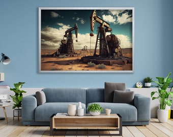 Oil Rig Canvas Print | Industrial Wall Art Decor