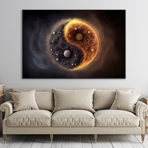 Japanischer Yin Yang gerahmte extra große Wandkunst Buddhismus Religion Ying Yang Symbol Leinwand & Wandkunst Zen Meditation Print