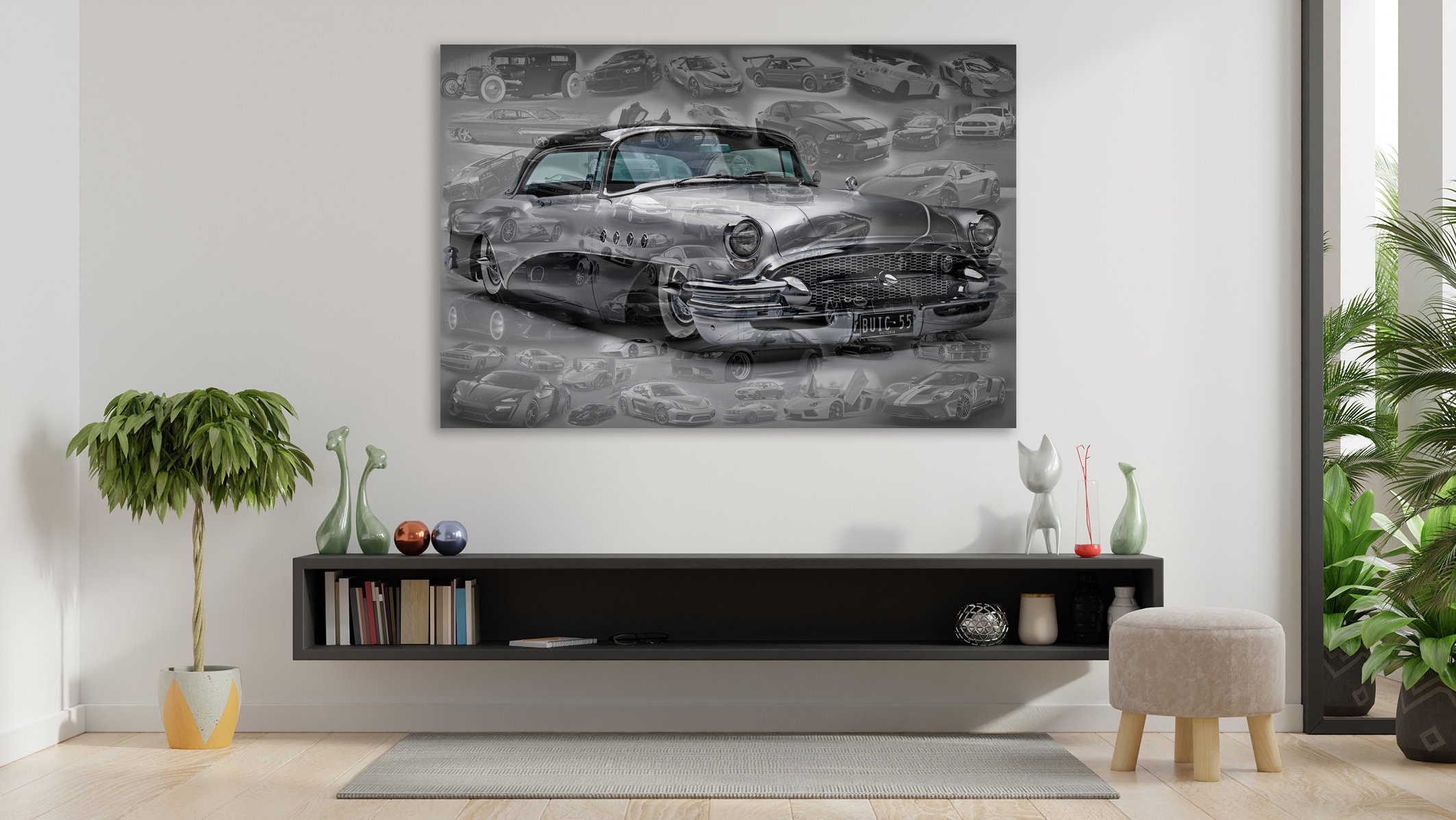 Canvas Retro car collage Wall art print Poster decor Extra | Etsy