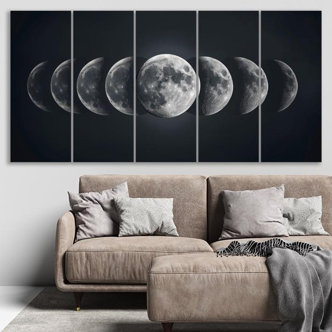 Moon Phases Canvas Art – Black and White Lunar Cycle Print - Etsy