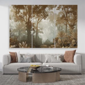 Decorazione da parete con foglie rustiche retrò su tela, stile foresta vintage, decorazione da parete con cornice floreale naturale per soggiorno o camera da letto.