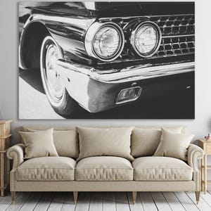 Vintage Car Wall Art Black and White Classic Auto Canvas Retro Car Man Cave Print Gift for Car Enthusiasts Office Living Room Wall Art