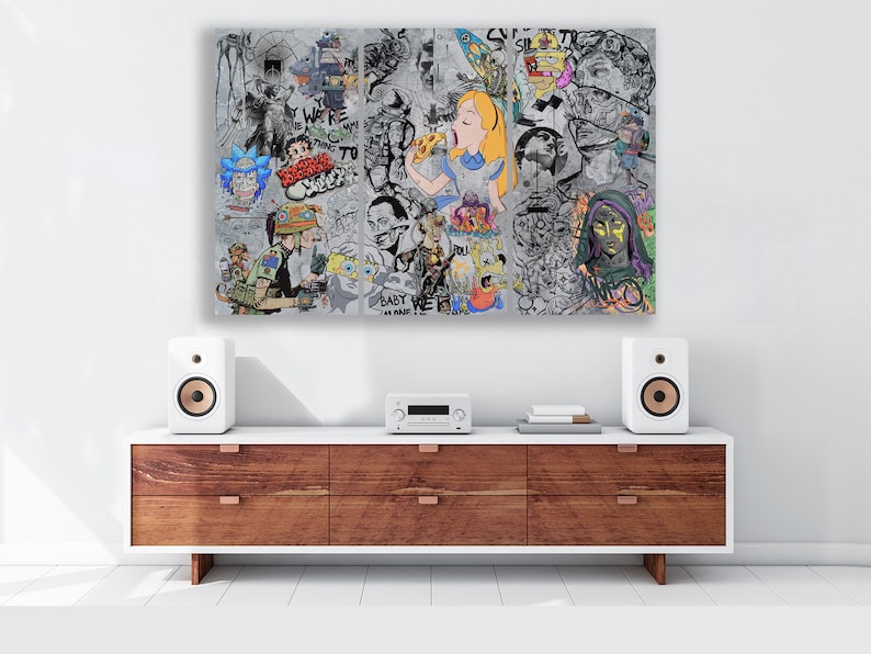 Cartoon Graffiti Street Art Canvas & Urban Original Abstract Collag Pop Art Print Wall Decor Canvas Modern wall art Decor Home image 9