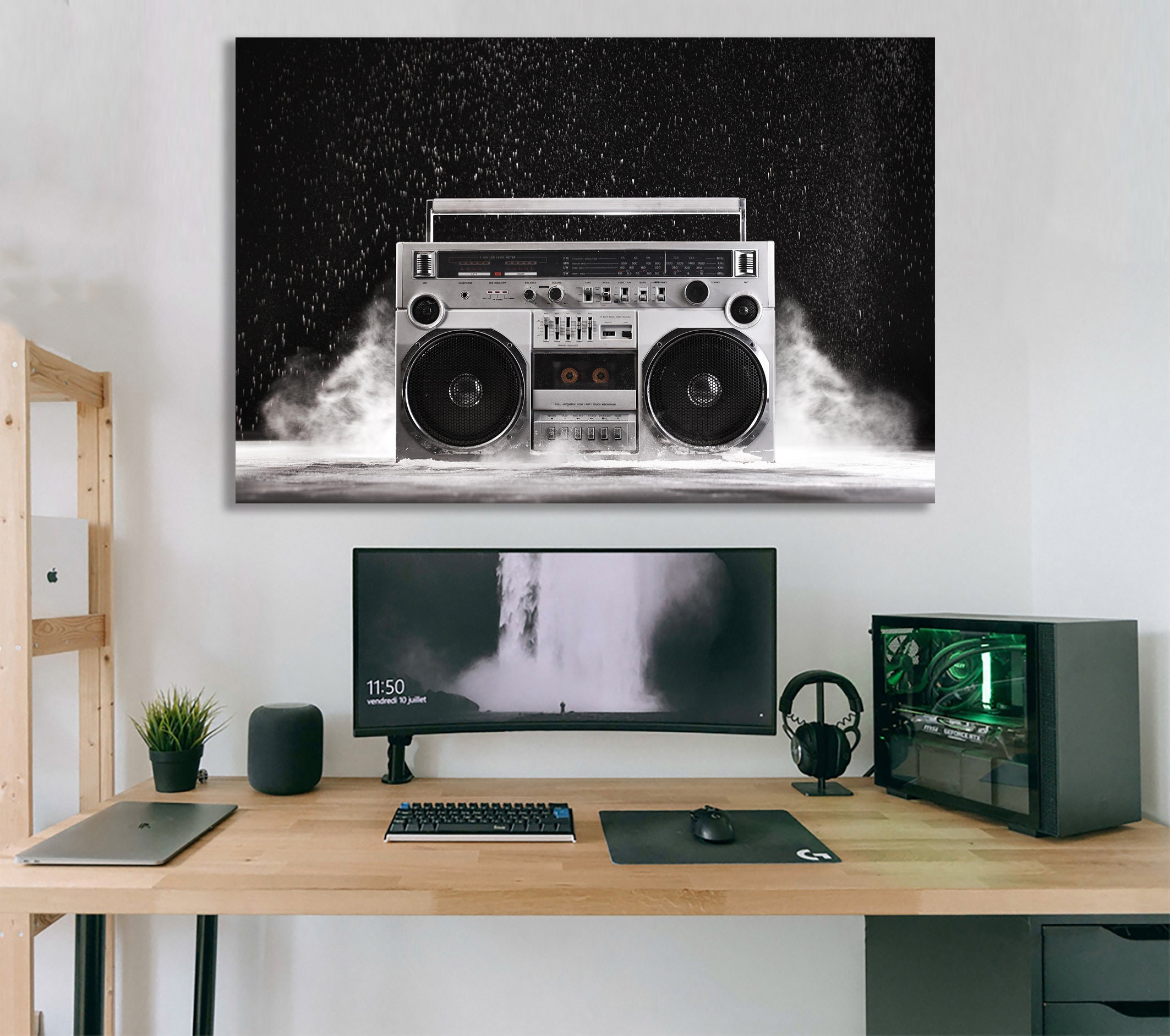 Canvas wall decor Boombox canvas wall art Music studio decor Etsy