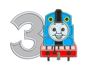 Thomas The Train 3rd Birthday Applique Design 3 sizes for Instant Download