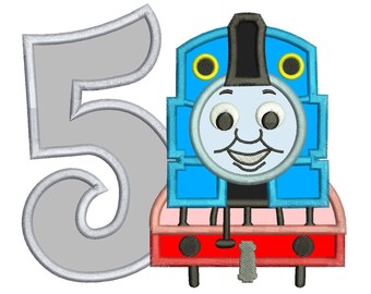 Thomas The Train 5th Birthday Applique Design 3 sizes for Instant Download