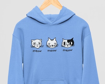 Meow Hoodie / Cat Gift, Cat Lover Gifts, Unique Gifts, Colourful Hoodie, For Her, For Him, Unisex