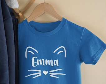 Personalised Kids Cat TShirt / Personalized Kids Top, Custom Kids Tshirt, Cute Childrens Shirt