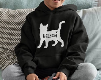 Personalised Cat Name - KIDS Hoodie / Personalised Gifts, Custom Name, Kids Gifts, Cat Lovers