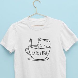 Cats & Tea TShirt / Cat Tea Shirt, Tea Lover, Tea Addicts, Funny Cat Design, Tea Lover Gift, Kitty TShirt