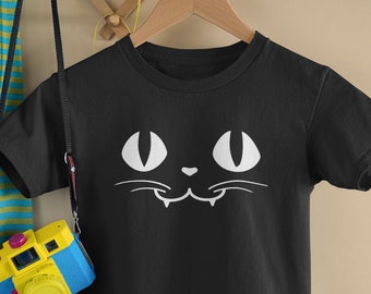 KIDS Halloween Cat Tshirt / Halloween Shirt for Kids, Cat Face Tee, Childrens Top